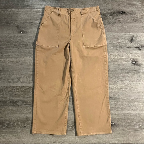 Aritzia Sunday Best Genevieve Wide Leg Cropped Pants Brown Size 10 Utility - Picture 4 of 15